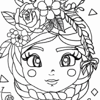 black line drawing, no gray, no shading, coloring book style, clean lines, mixed raced princess, Symmetric Face, sweet Face, Fantasy, coloring book, , smiling princess, mystical, enchanting, magical, mythical, flowers, cute, white background,